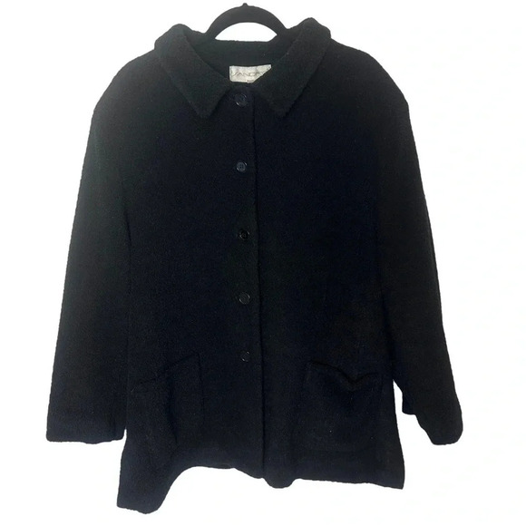 Sandro 2X‎ black textured coat with front pockets - Picture 1 of 6